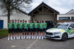 PRESENTATION DE L'EQUIPE CYCLISTE DE DN1 SOJASUN ESPOIR ACNC. NOYAL CHATILLON SUR SEICHE, FRANCE, LE 10 FEVRIER 2023. PHOTO: BERNARD LE BARS