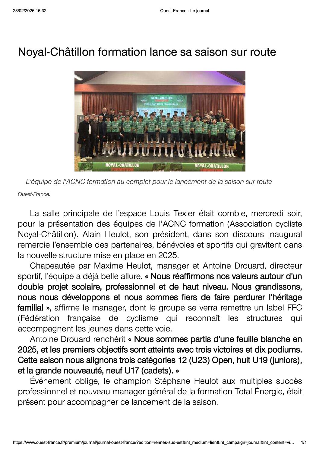 Presentation Equipe OF